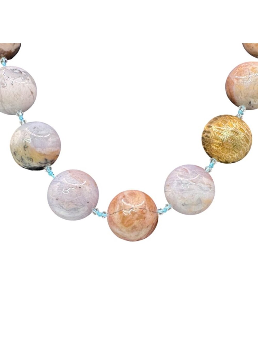 Vintage St John Glass Beaded Necklace Mixed Earth Tones18" Pastel Statement RARE - Picture 2 of 12